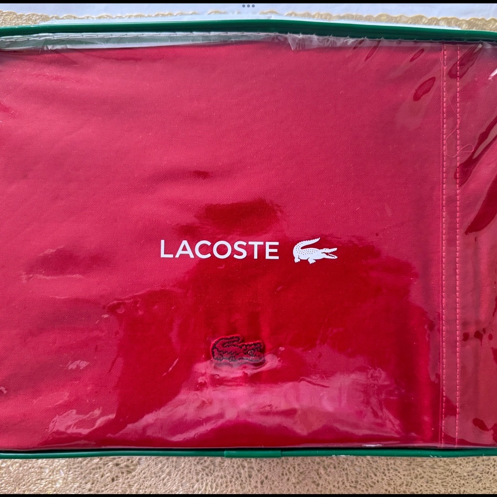 New LACOSTE SIGNATURE Sheet Set 100% Cotton Brushed Twill Chili Pepper Twin
